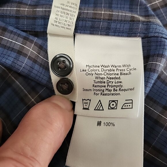 Eddie Bauer Men's Shirt Size XL Tall Blue Plaid Relax Fit Button Down Collar - Picture 7 of 11